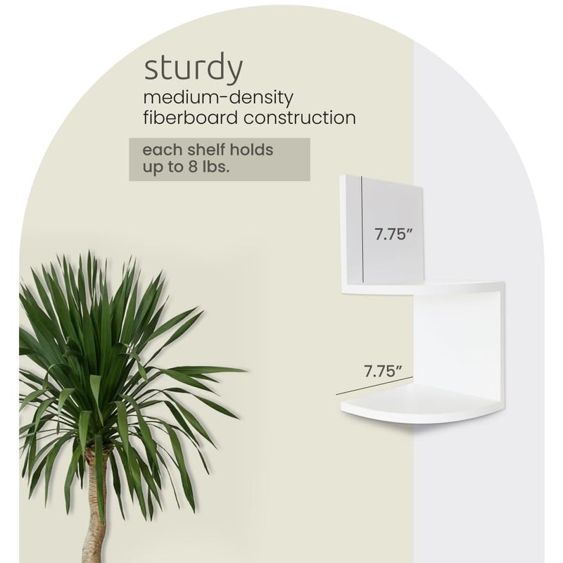 Kiera Grace kieragrace Priva Corner Wall Shelf - Set of 2, White, 7.75" x 7.75" - Image 2